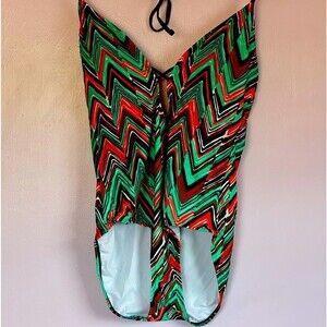 Attention Swimwear Zig Zag pattern Green/Orange/Blue/White/Brown Sz Large
